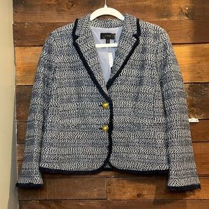 J.Crew Striped Tweed Blazer with Fringe Trim sz 14 NWT